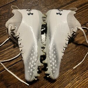 Under Armour White and Gray Football Cleats